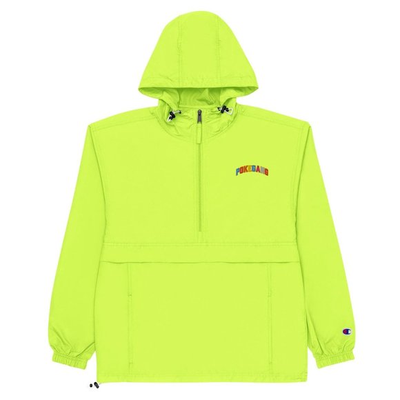 PokeGang x Champion Women's Safety Green Half Zip Hooded Rain Resistant Jacket - Picture 1 of 5